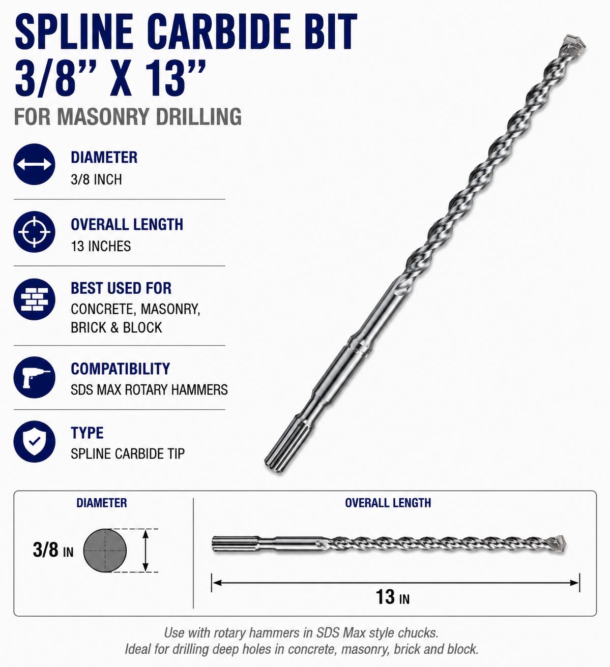 Rental store for BIT, Spline Carbide Bit 3 8 X13 in Colonial Heights VA